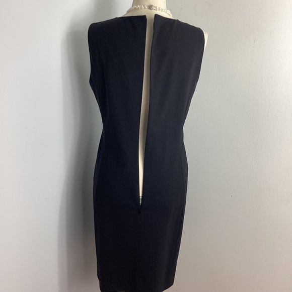 LAFAETTE 148 WOMAN SZ 10 BLACK SHEATH SHORT DRESS SLEEVELESS LINED CAREER FORMAL - Picture 8 of 14